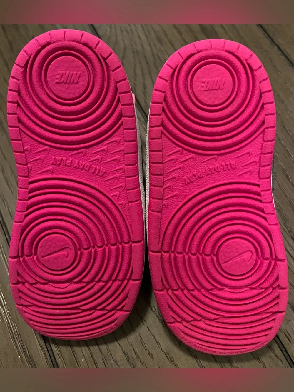 Nike Court Borough Mid 2 Kids Girls Mid Top Sneakers Hook & Loop Pink/Black 8C